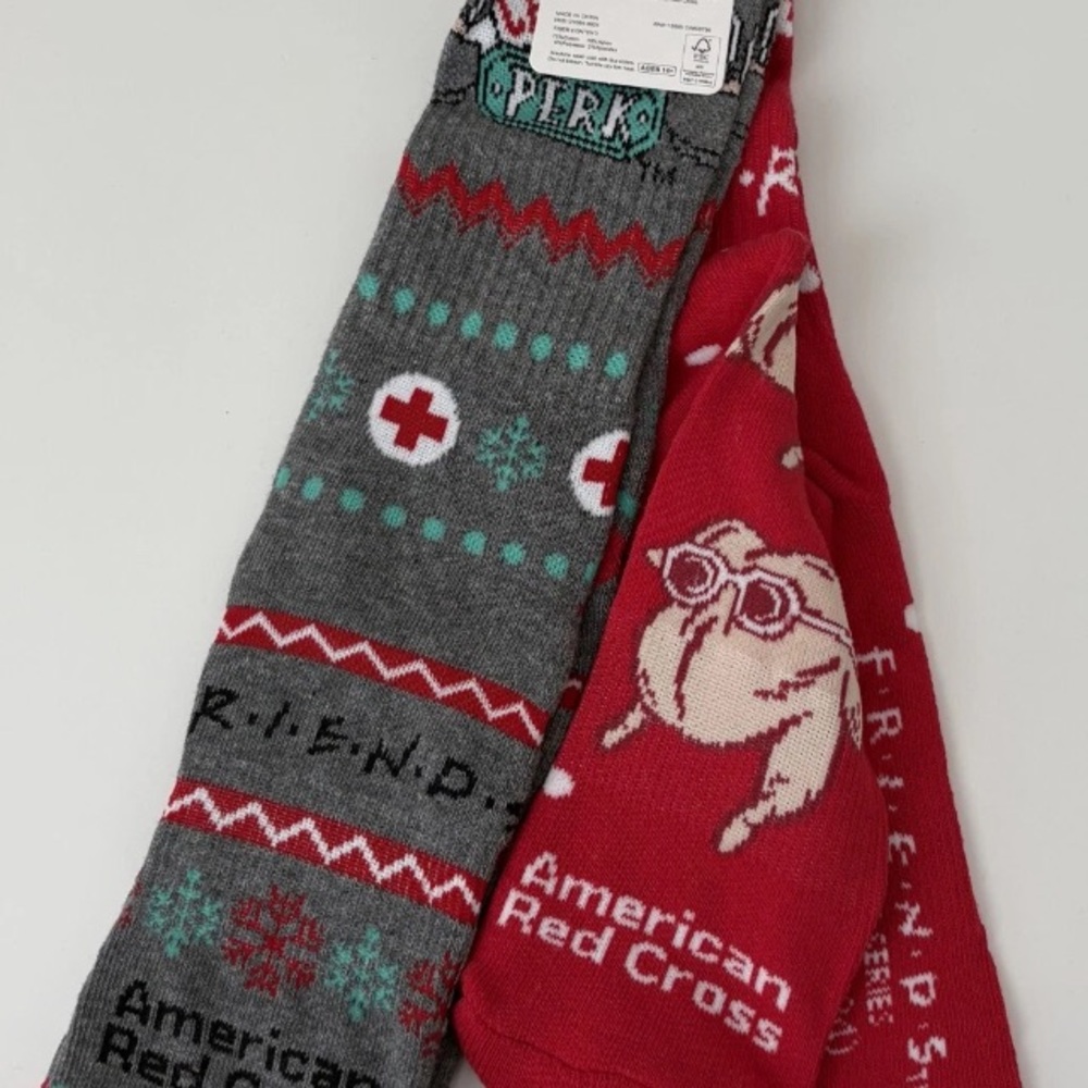 NEW American Red Cross FRIENDS Socks Holiday Promo Turkey w Glasses/Central Perk